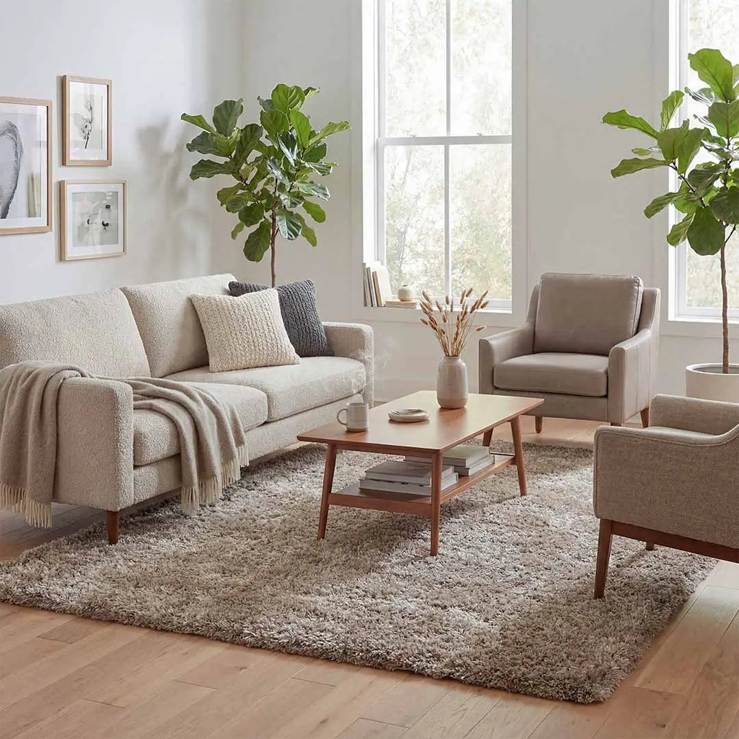 Sfeerbeeld van het vloerkleed BRAVON in de kleur Beige, gemaakt van Polyester.