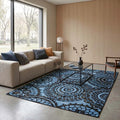 Sfeerbeeld van het vloerkleed SORELLE in de kleuren Zwart / Blauw, gemaakt van 100% Wol.