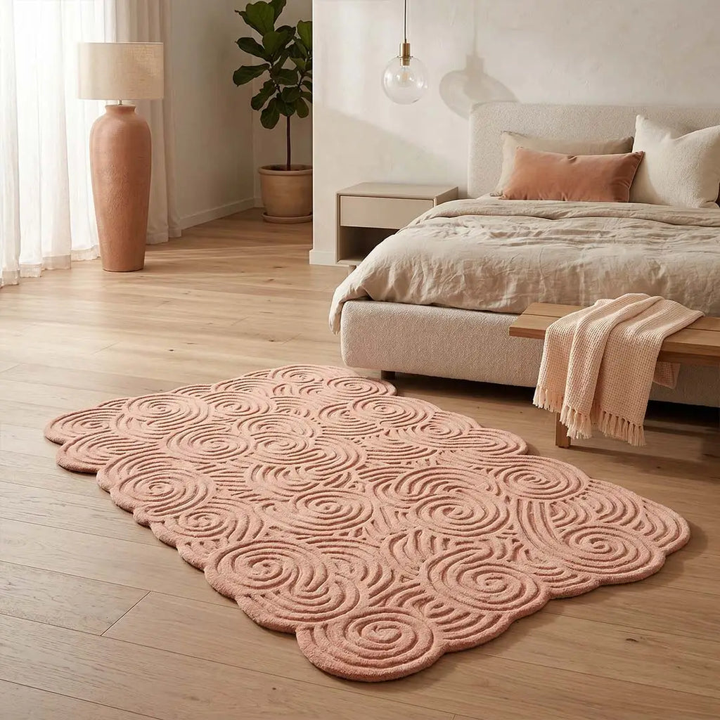 Sfeerbeeld van het vloerkleed SYLON in de kleur Roze, gemaakt van 100% Wol.