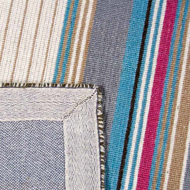 Achterkant hoek aanzicht van het vloerkleed BELLFORD in de kleur Turquoise, gemaakt van 100% Wol.