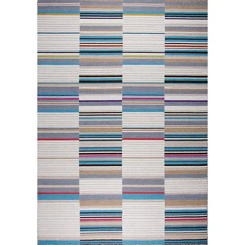 Bovenaanzicht van het vloerkleed BELLFORD in de kleur Turquoise, gemaakt van 100% Wol.