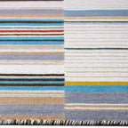 Zijkant detail aanzicht van het vloerkleed BELLFORD in de kleur Turquoise, gemaakt van 100% Wol.