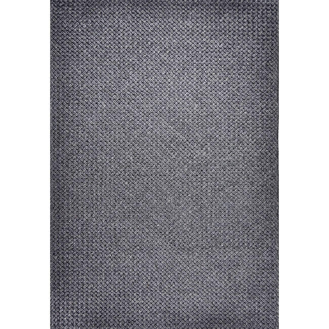 Bovenaanzicht van het vloerkleed BRISETTE in de kleur Donker Grijs, gemaakt van 100% Wol.