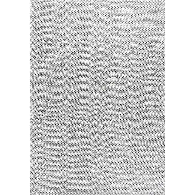 Bovenaanzicht van het vloerkleed BRISETTE in de kleur Zilver, gemaakt van 100% Wol.