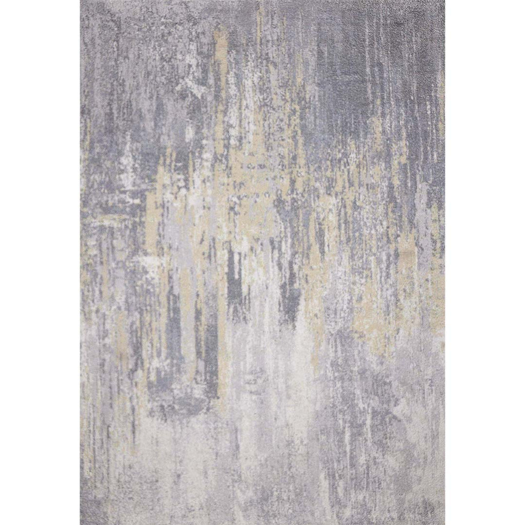 Bovenaanzicht van het vloerkleed CYLOR in de kleuren Goud / Grijs, gemaakt van Polyester.