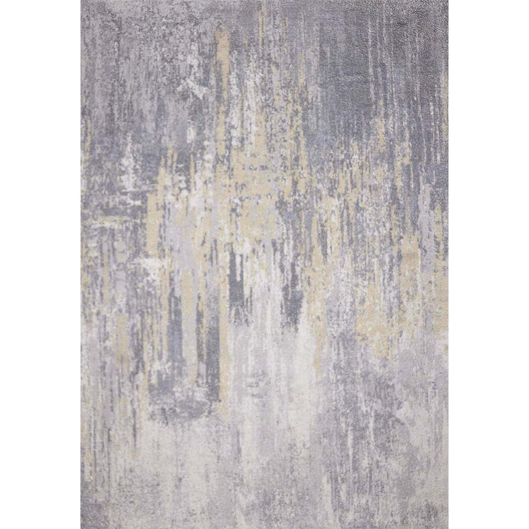 Bovenaanzicht van het vloerkleed CYLOR in de kleuren Goud / Grijs, gemaakt van Polyester.