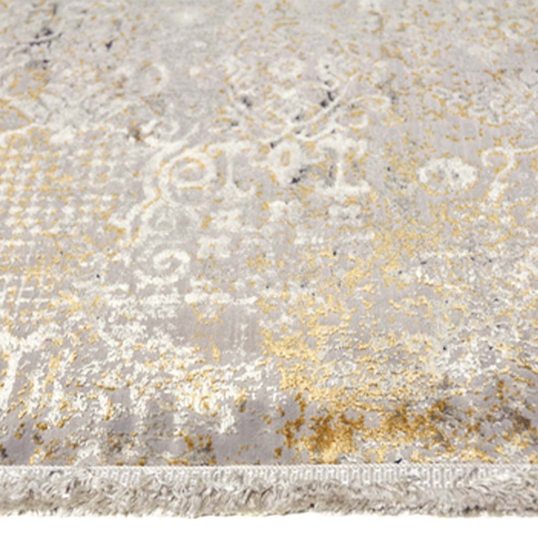 Zijkant detail aanzicht van het vloerkleed DAREON in de kleur Beige, gemaakt van Polyester.