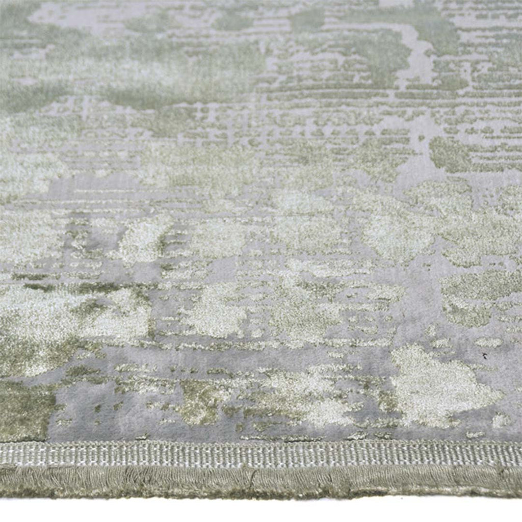 Zijkant detail aanzicht van het vloerkleed DAREON in de kleur Groen, gemaakt van Polyester.