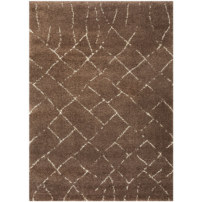 Bovenaanzicht van het vloerkleed DORVIK in de kleuren Camel / Bruin, gemaakt van Polyester.