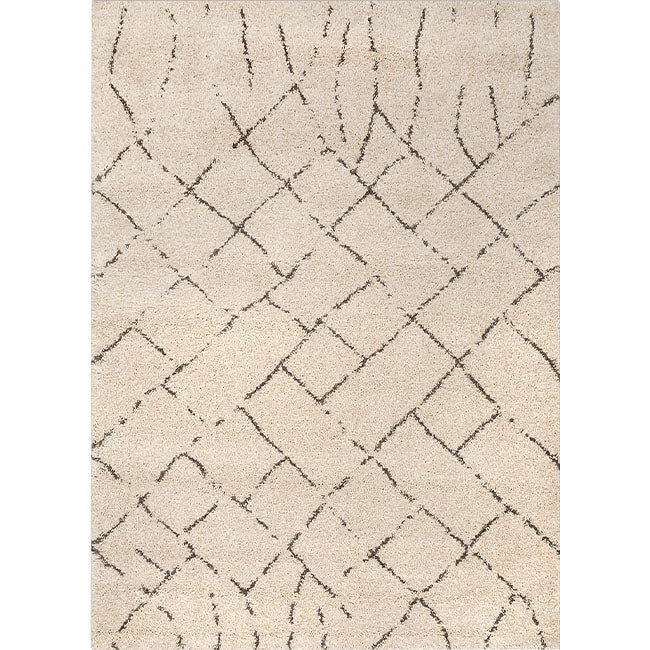 Bovenaanzicht van het vloerkleed DORVIK in de kleuren Creme / Beige, gemaakt van Polyester.