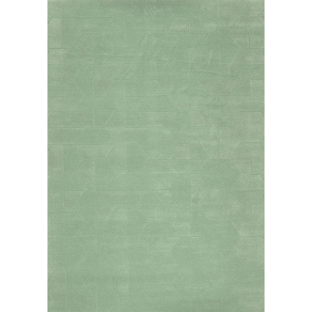 Bovenaanzicht van het vloerkleed GARON HEXAGON in de kleuren Mint / Groen, gemaakt van 100% Wol.