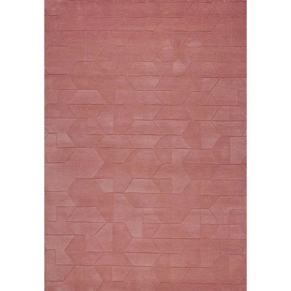 Bovenaanzicht van het vloerkleed GARON HEXAGON in de kleur Roze, gemaakt van 100% Wol.
