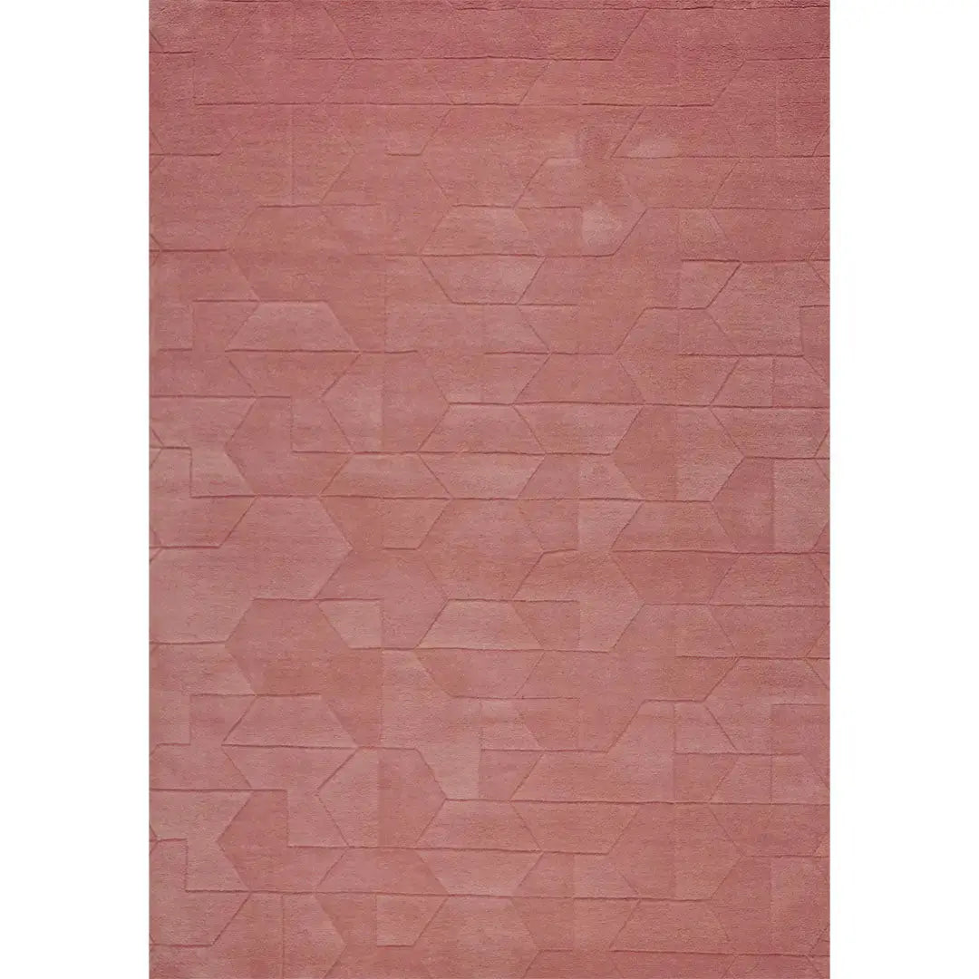 Bovenaanzicht van het vloerkleed GARON HEXAGON in de kleur Roze, gemaakt van 100% Wol.