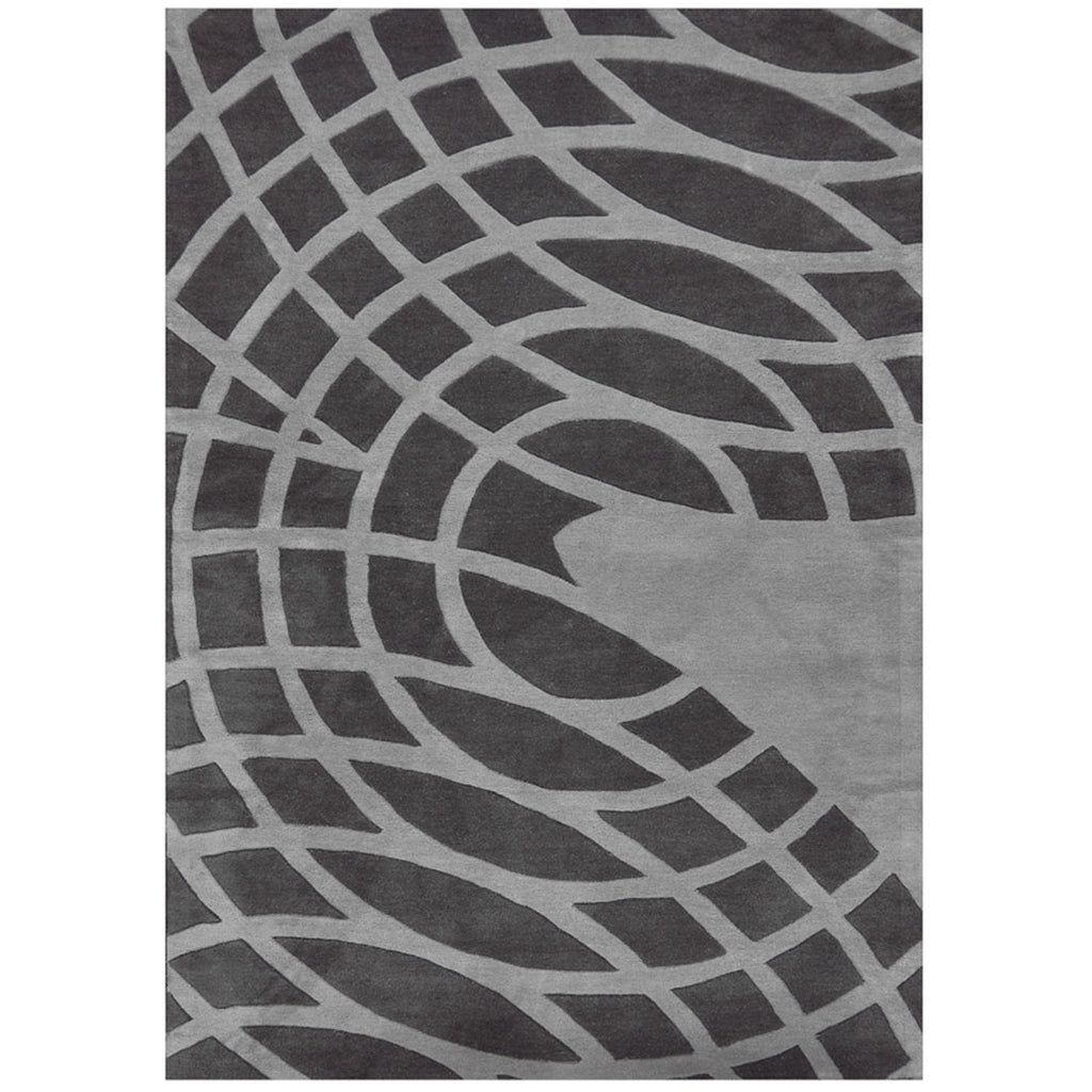Bovenaanzicht van het vloerkleed GARON INCA in de kleur Grijs, gemaakt van 100% Wol.
