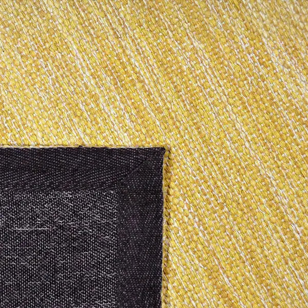 Achterkant hoek aanzicht van het vloerkleed LYDEN in de kleuren Goud / Geel, gemaakt van Katoen.