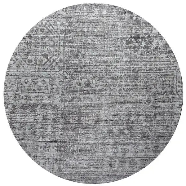 Bovenaanzicht van het vloerkleed MAREK Rond in de kleur Taupe, gemaakt van Polyester en Nylon mix.