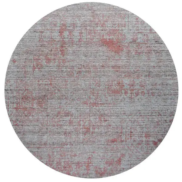 Bovenaanzicht van het vloerkleed MAREK Rond in de kleuren Zalm / Roze, gemaakt van Polyester en Nylon mix.