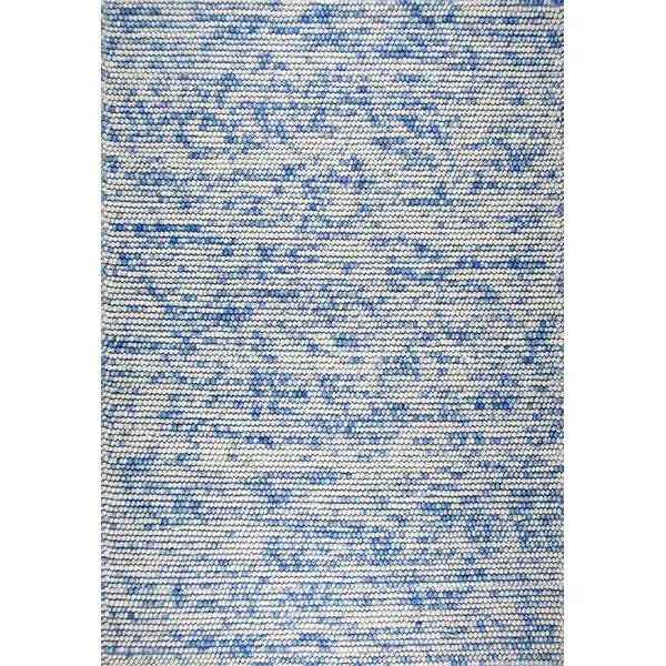 Bovenaanzicht van het vloerkleed MIRANDE in de kleuren Licht Blauw / Beige, gemaakt van 100% Wol.