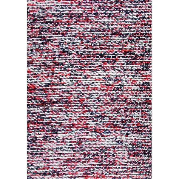 Bovenaanzicht van het vloerkleed MIRANDE in de kleuren Rood / Zwart, gemaakt van 100% Wol.