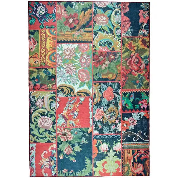Bovenaanzicht van het vloerkleed NEXON flower in de kleur Multikleurig, gemaakt van Polyester.