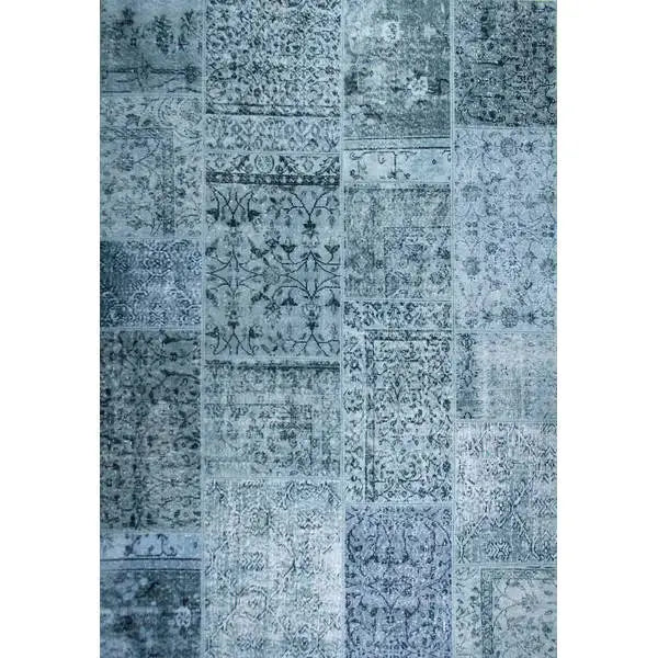 Bovenaanzicht van het vloerkleed NEXON patch in de kleur Blauw, gemaakt van Polyester.