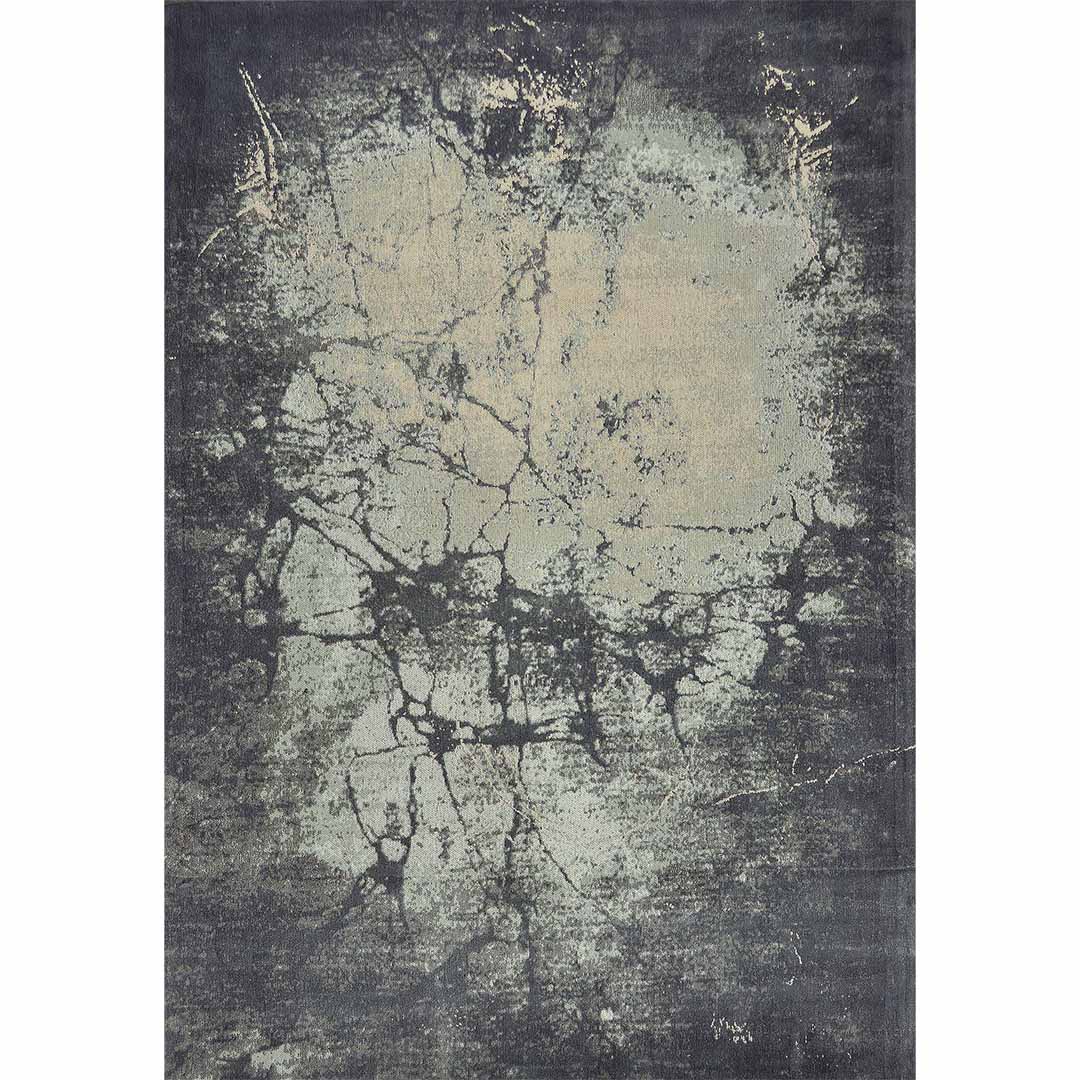 Bovenaanzicht van het vloerkleed ORIVON in de kleuren Groen / Grijs, gemaakt van Katoen.