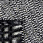 Achterkant hoek aanzicht van het vloerkleed PREDIN in de kleur Grijs, gemaakt van Polyester.