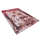 Diagonaal aanzicht van het vloerkleed RALDER in de kleur Rood, gemaakt van Katoen.