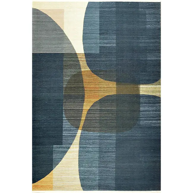 Bovenaanzicht van het vloerkleed RINDELL in de kleuren Multikleurig / Blauw, gemaakt van Polyester.