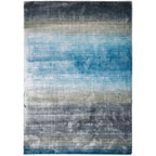 Bovenaanzicht van het vloerkleed RUVEN in de kleuren Groen / Blauw, gemaakt van Viscose.