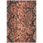 Bovenaanzicht van het vloerkleed SERKON in de kleuren Roest / Oranje, gemaakt van Wol en Viscose mix.