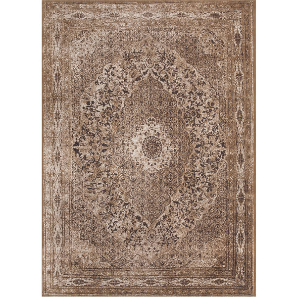 Bovenaanzicht van het vloerkleed TALMAR in de kleur Bruin, gemaakt van Katoen.