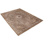 Diagonaal aanzicht van het vloerkleed TALMAR in de kleur Bruin, gemaakt van Katoen.