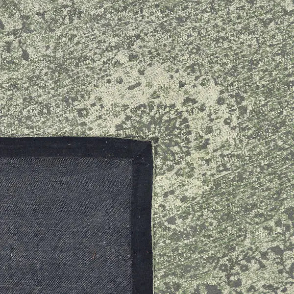 Achterkant hoek aanzicht van het vloerkleed TALMAR in de kleur Groen, gemaakt van Katoen.