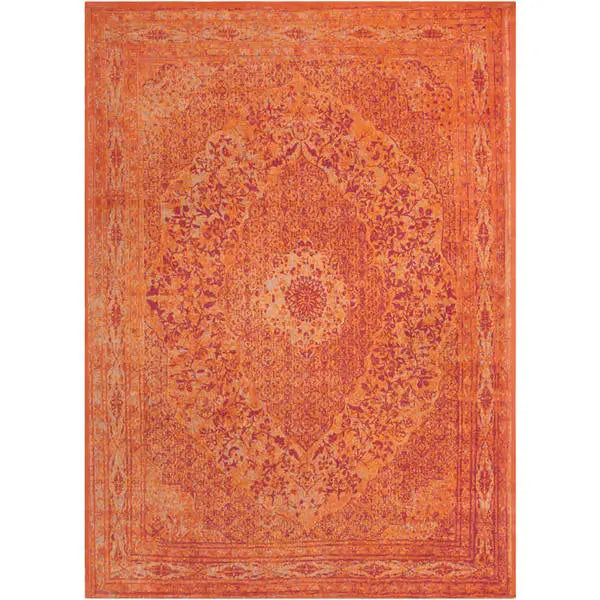 Bovenaanzicht van het vloerkleed TALMAR in de kleur Oranje, gemaakt van Katoen.