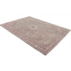 Diagonaal aanzicht van het vloerkleed TALMAR in de kleur Roze, gemaakt van Katoen.