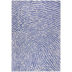 Bovenaanzicht van het vloerkleed TALRON UP in de kleur Blauw, gemaakt van Wol en Viscose mix.