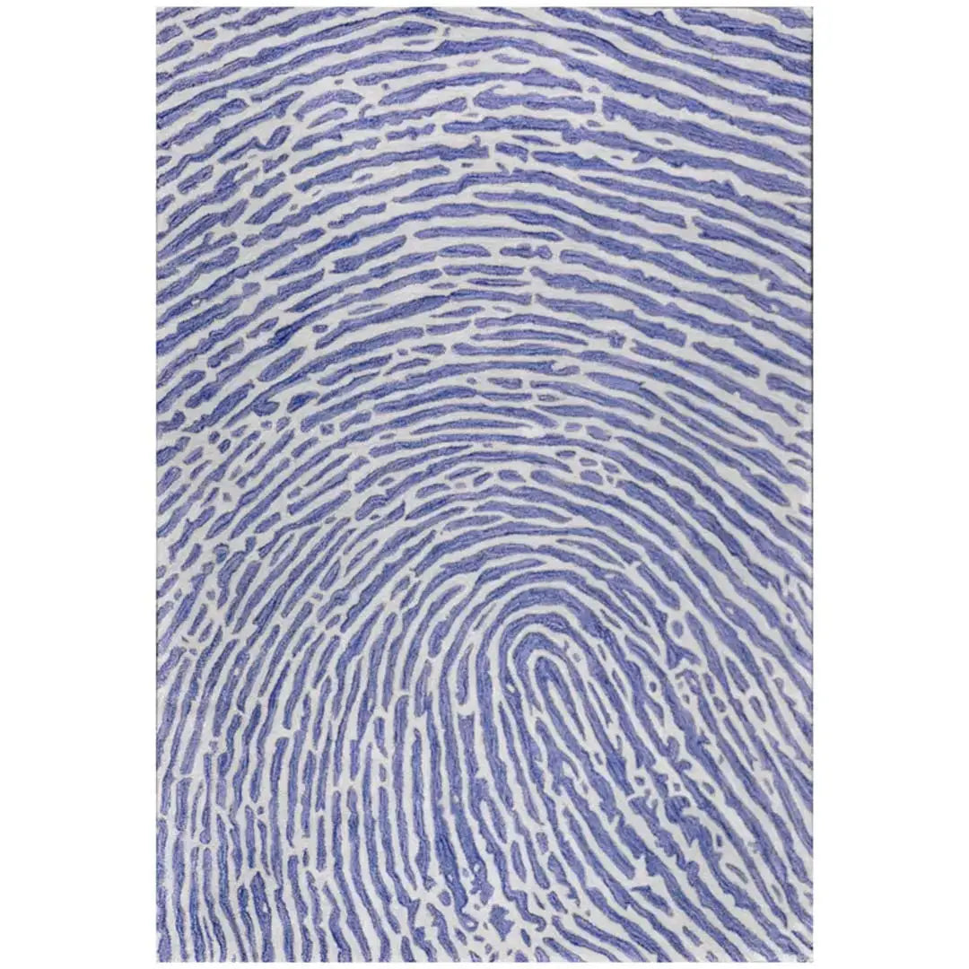 Bovenaanzicht van het vloerkleed TALRON UP in de kleur Blauw, gemaakt van Wol en Viscose mix.