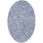 Bovenaanzicht van het vloerkleed TALRON UP ovaal in de kleur Blauw, gemaakt van Wol en Viscose mix.