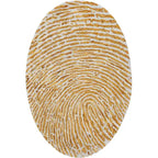 Bovenaanzicht van het vloerkleed TALRON UP ovaal in de kleuren Oker / Geel, gemaakt van Wol en Viscose mix.