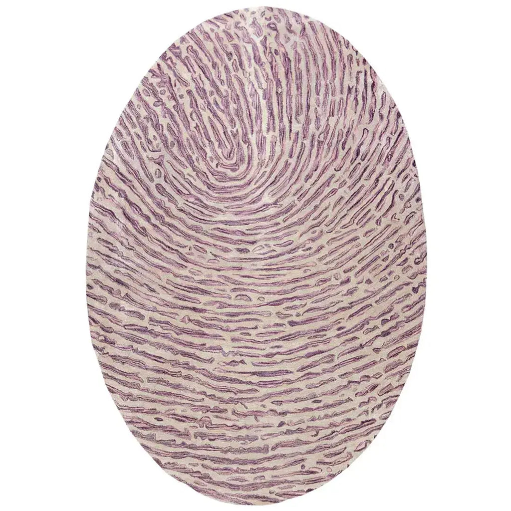 Bovenaanzicht van het vloerkleed TALRON UP ovaal in de kleur Paars, gemaakt van Wol en Viscose mix.