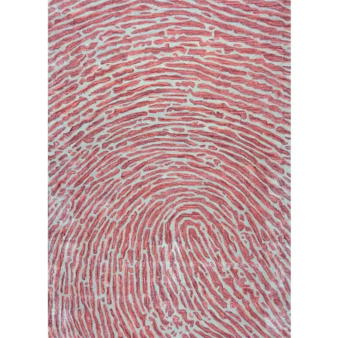 Bovenaanzicht van het vloerkleed TALRON UP in de kleuren Roest / Roze, gemaakt van Wol en Viscose mix.