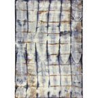 Bovenaanzicht van het vloerkleed TARLEN-DYE in de kleuren Blauw / Oker, gemaakt van 100% Wol.