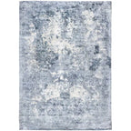 Bovenaanzicht van het vloerkleed VALCERA modern in de kleur Blauw, gemaakt van Viscose.