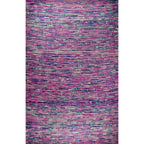 Bovenaanzicht van het vloerkleed ZAVEN in de kleuren Multikleurig / Blauw / Roze, gemaakt van Wol mix.