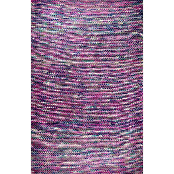 Bovenaanzicht van het vloerkleed ZAVEN in de kleuren Multikleurig / Blauw / Roze, gemaakt van Wol mix.